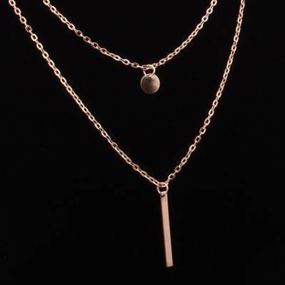 Gold Layered Necklace 3 Tier Chain Pendant Minimalist Dainty Jewelry - Picture 5 of 5